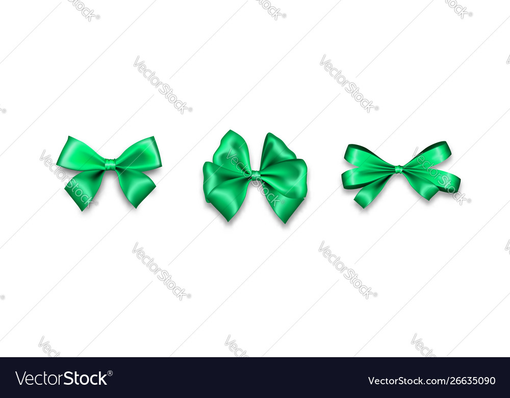 Urlaub Satin Geschenk Schleife Knotenband grün Feder vector image Urlaub Satin Geschenk Schleife Knotenband grün Feder