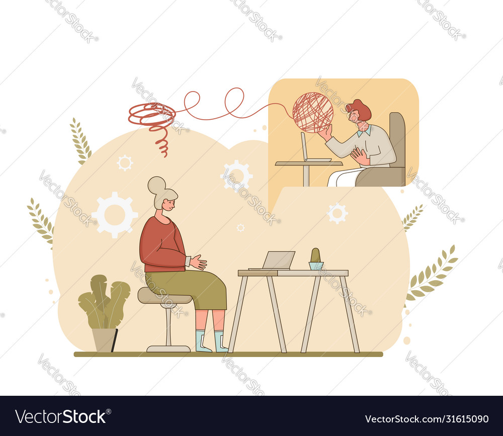 Online stress therapy scene color flat