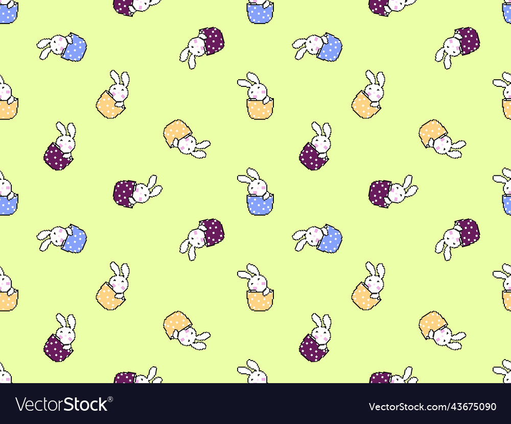 Rabbit cartoon character seamless pattern