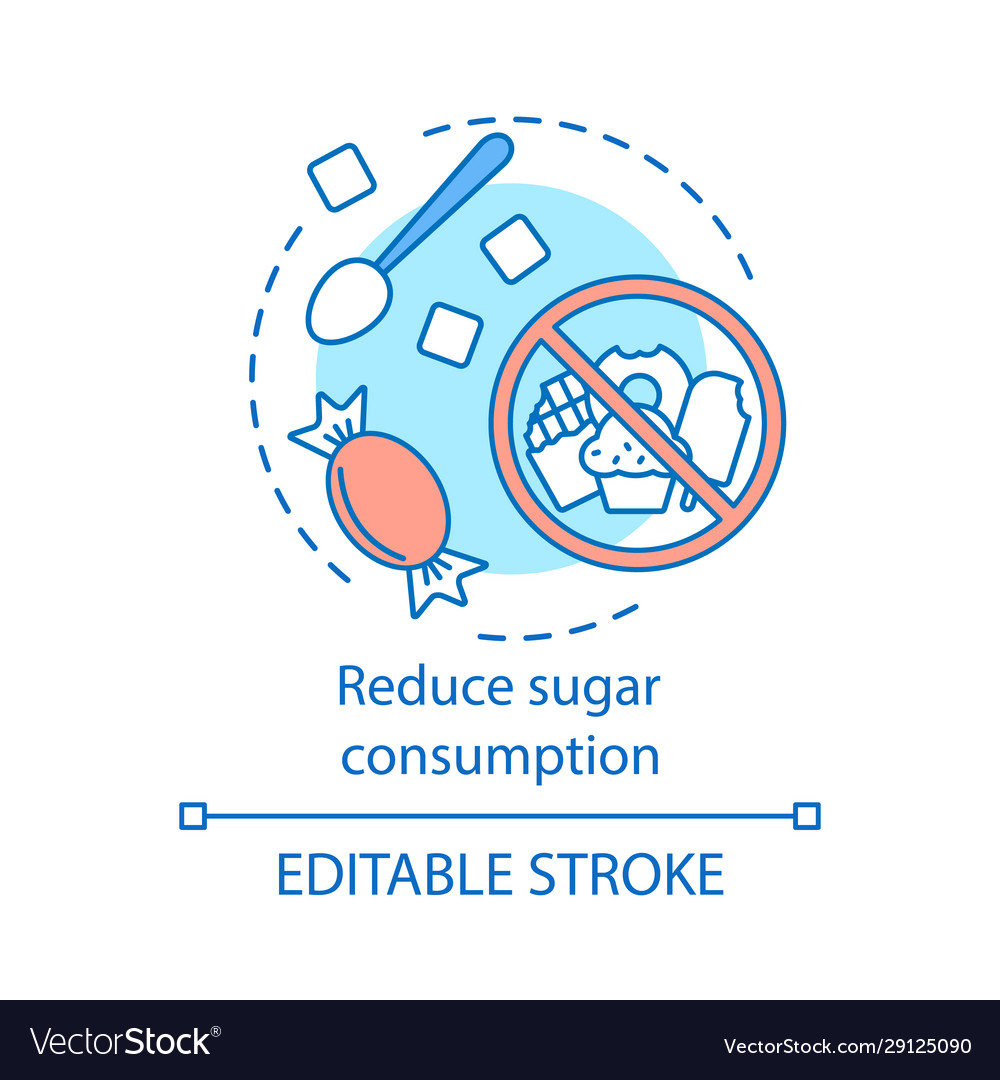 Reduce sugar consumption concept icon vector image Reduce sugar consumption concept icon