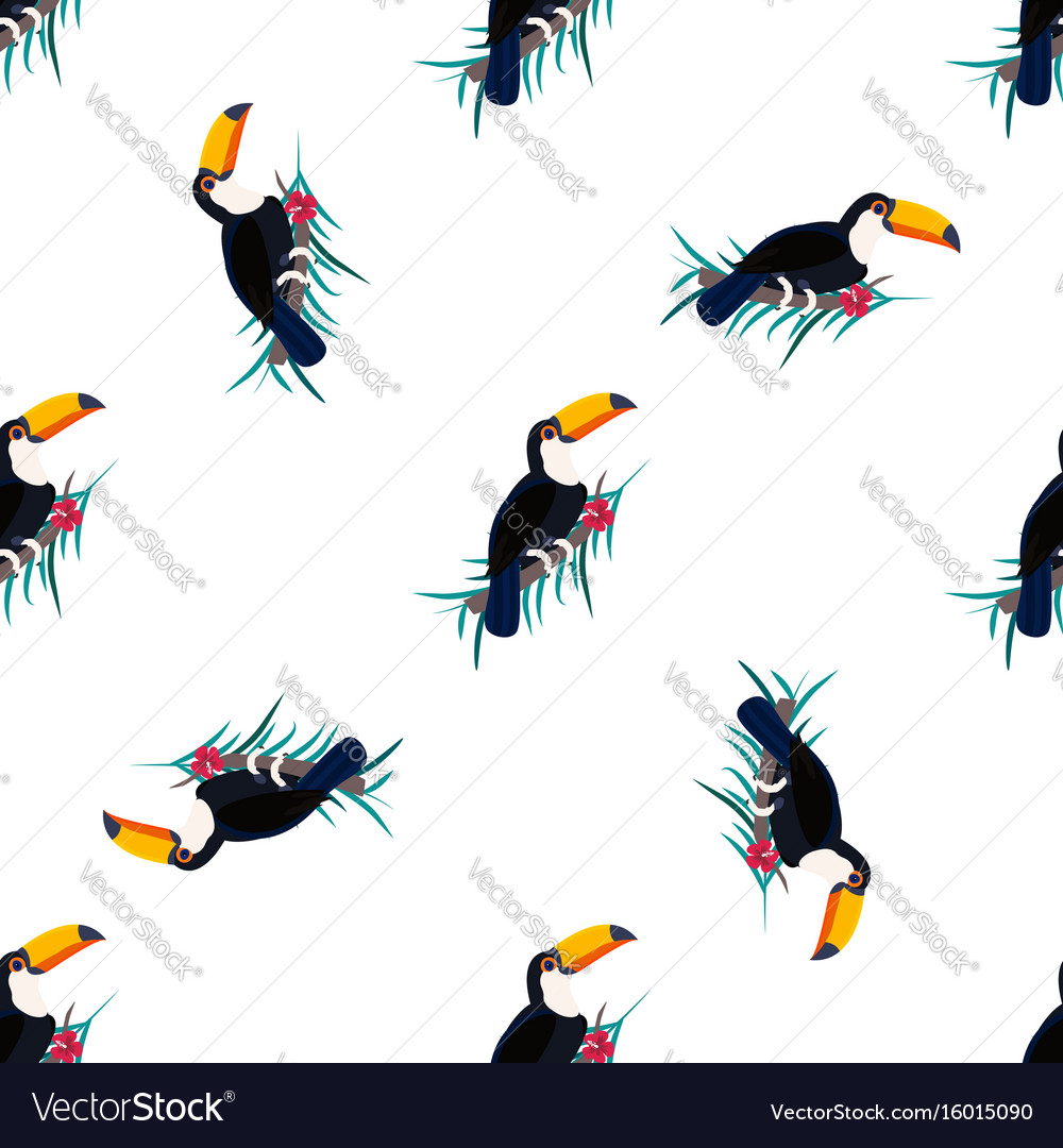 Seamless pattern with toucans