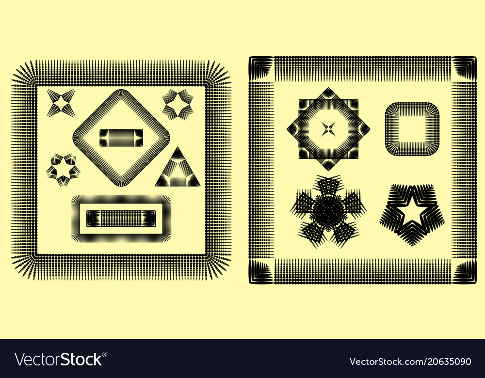 Set of frames from a square and stars vector image Set of frames from a square and stars