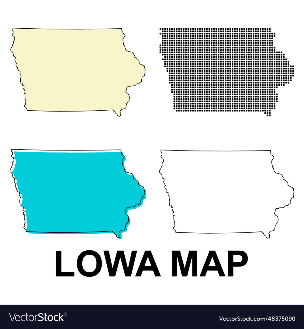 Set of iowa map united states america flat Vector Image