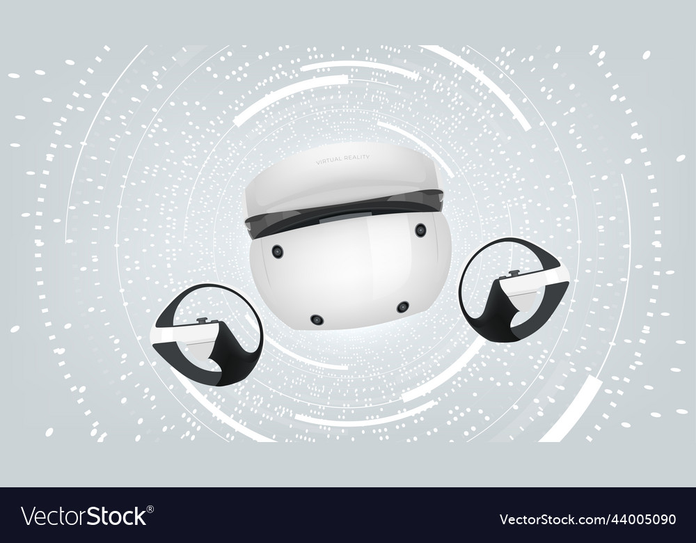 Virtual reality headset and controllers vector image Virtual reality headset and controllers