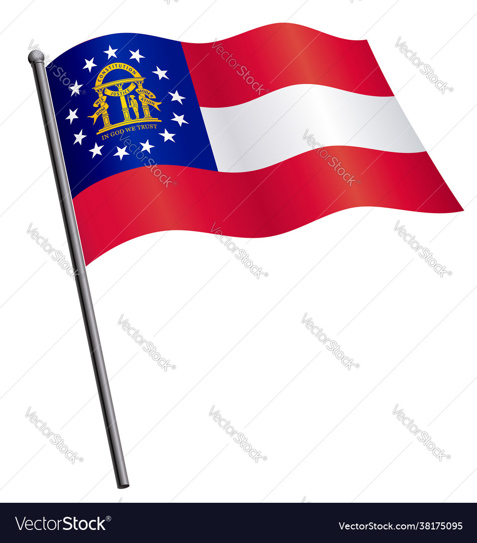 Accurate georgia ga state flag flying on flagpole Vector Image