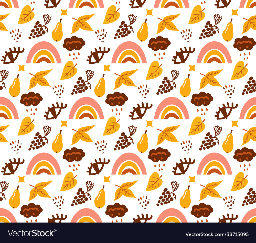 Boho abstract autumn seamless pattern bohemian vector image Boho abstract autumn seamless pattern bohemian