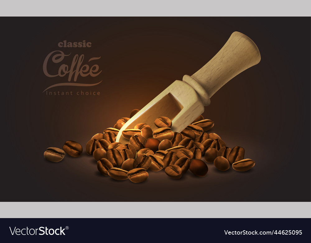 Coffee advertisement with beans scoop