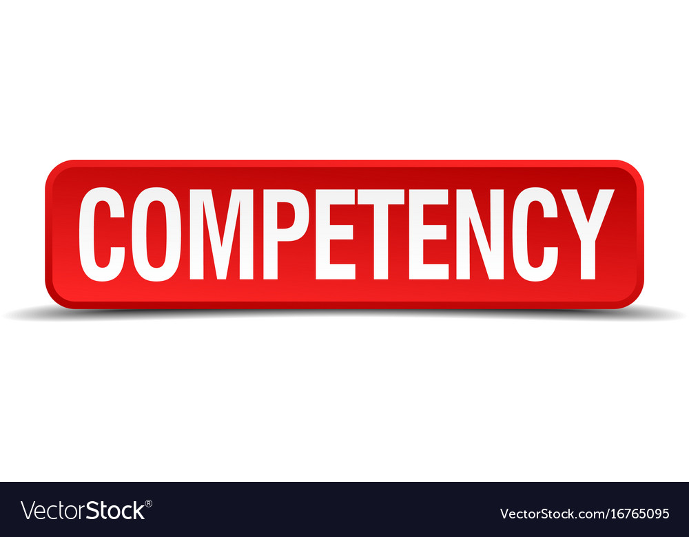 Competency red three-dimensional square button