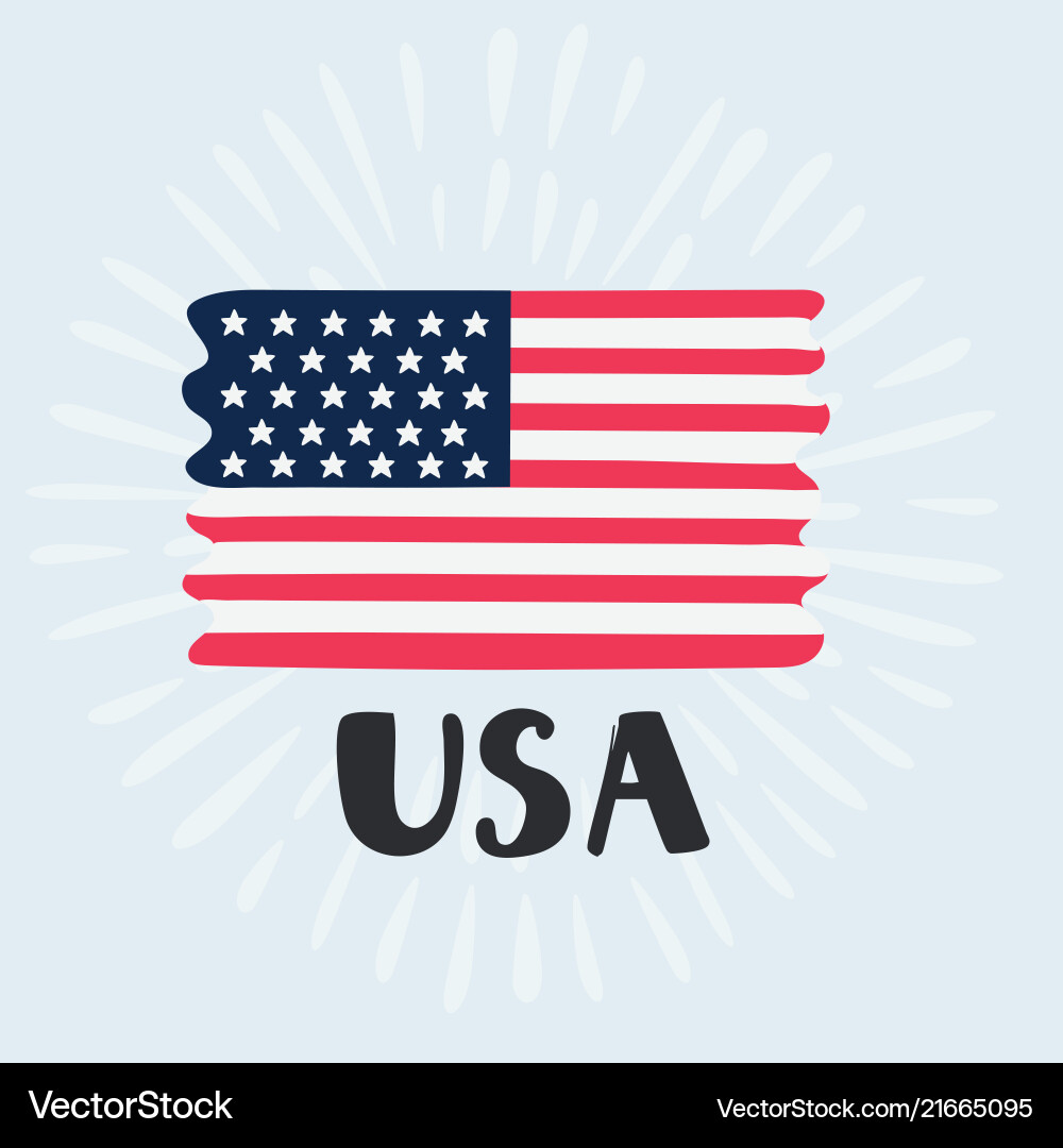 Hand-Drawn USA Flag Sticker Royalty Free Vector Image