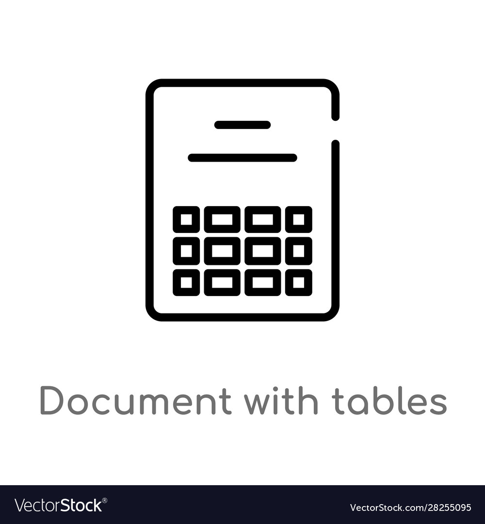 Outline document with tables icon isolated black