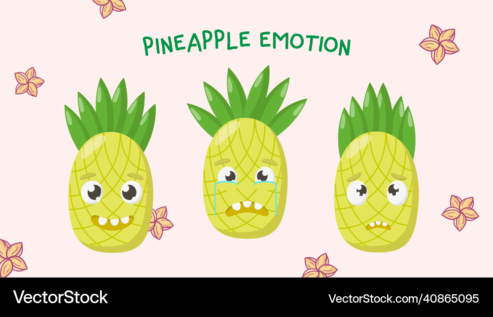 Pineapple set Royalty Free Vector Image - VectorStock