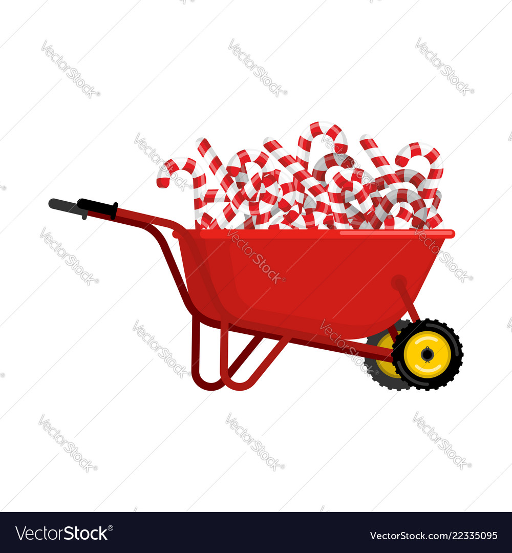 Santa claus wheelbarrow and peppermint lollipop