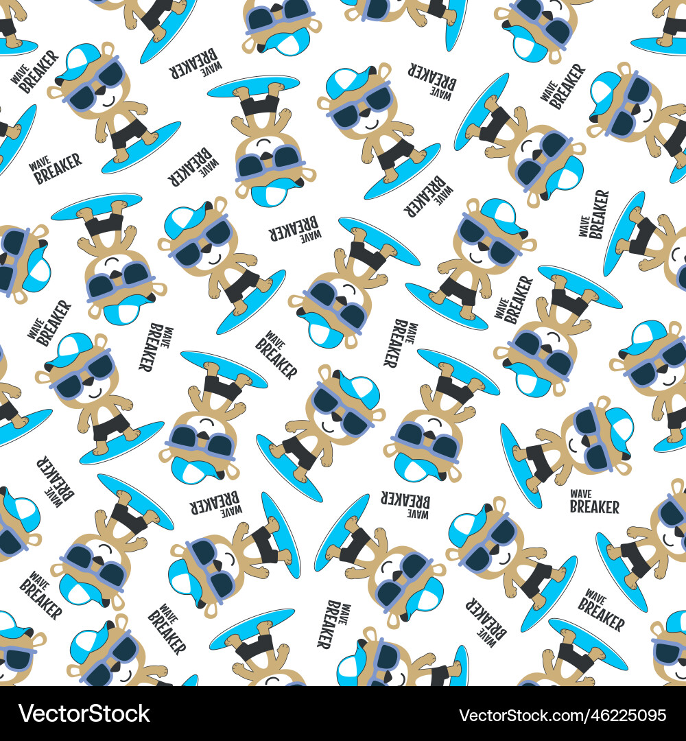 Seamless Pattern Of Cute Little Bear Royalty Free Vector