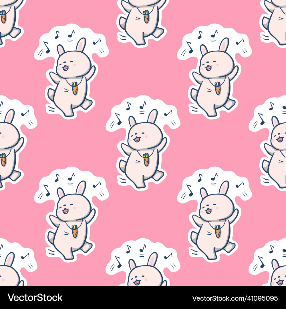 Seamless pattern with funny cartoon bunnies Vector Image