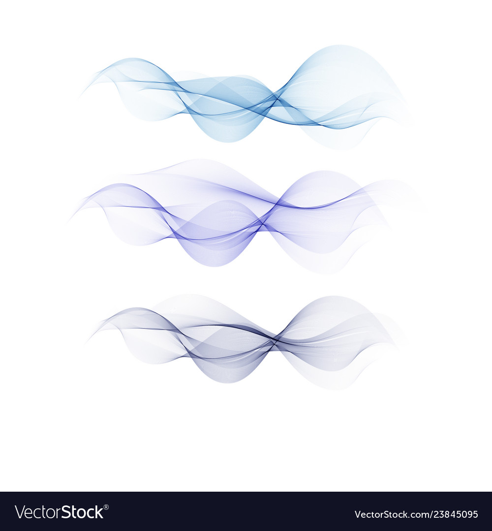 Set abstract color smoke wave transparent smooth