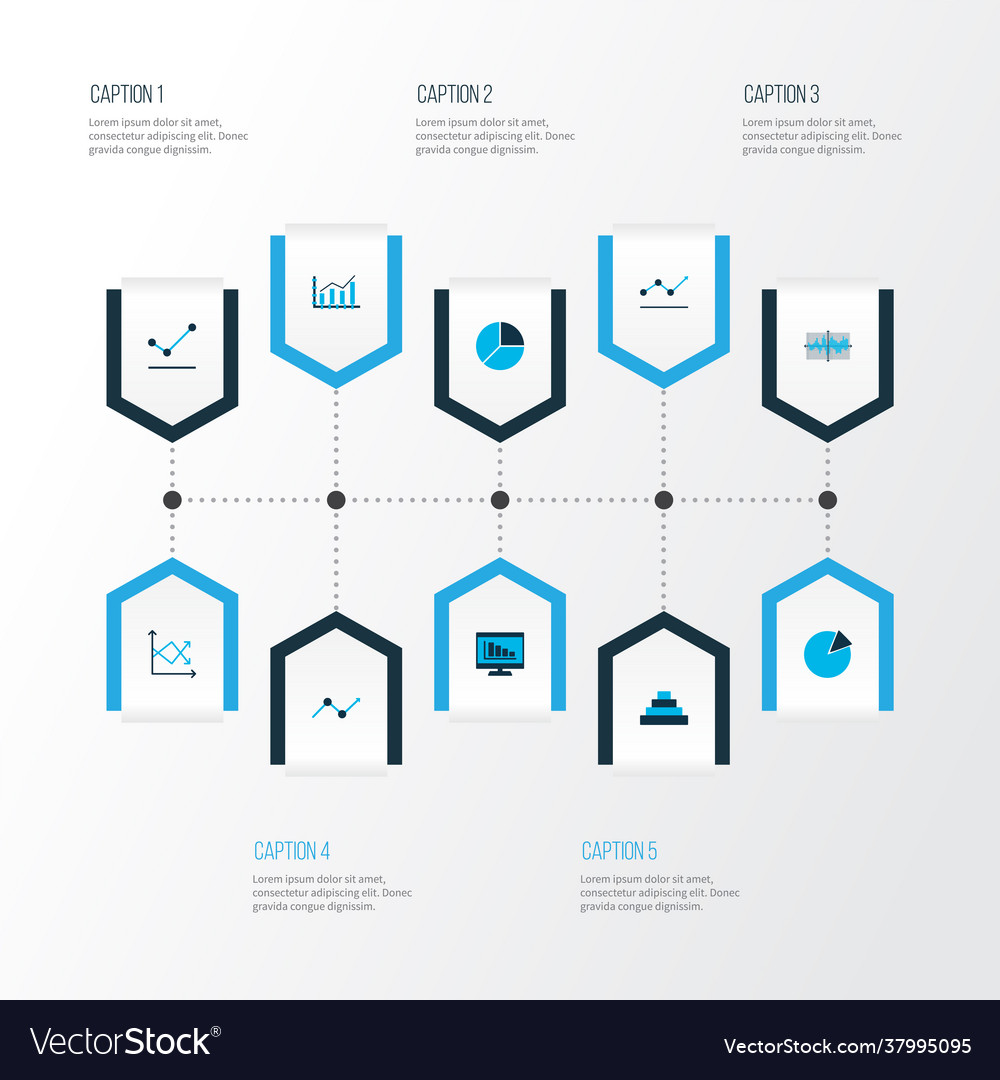 Set graphs diagrams and statistics icons vector image Set graphs diagrams and statistics icons