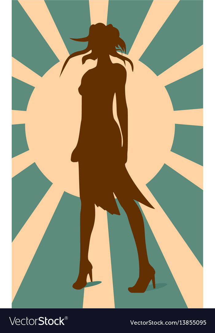 Sexy woman silhouette in short dress