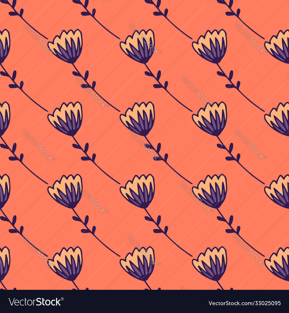 Simple stylized seamless pattern with tulip vector image Simple stylized seamless pattern with tulip