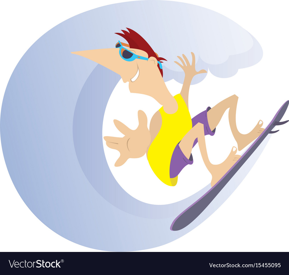 Surfing man isolated cartoon