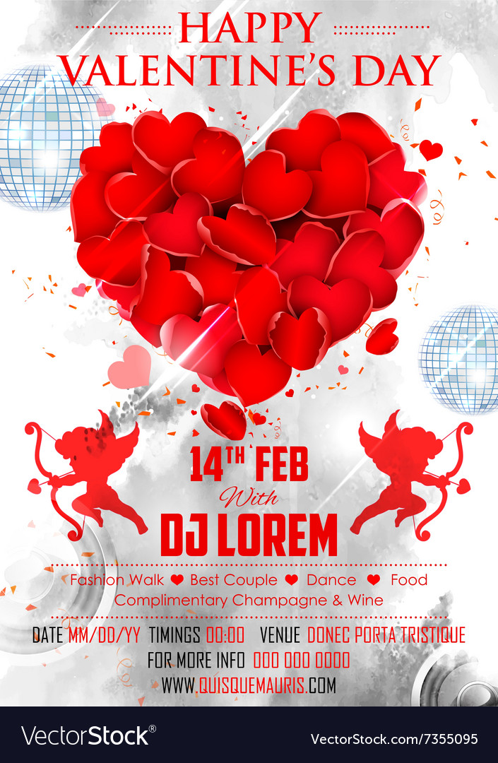 Valentine Day Background For Party Banner Vector Image