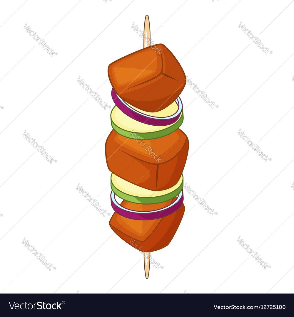 Barbecue kebab on a skewer icon cartoon style Vector Image