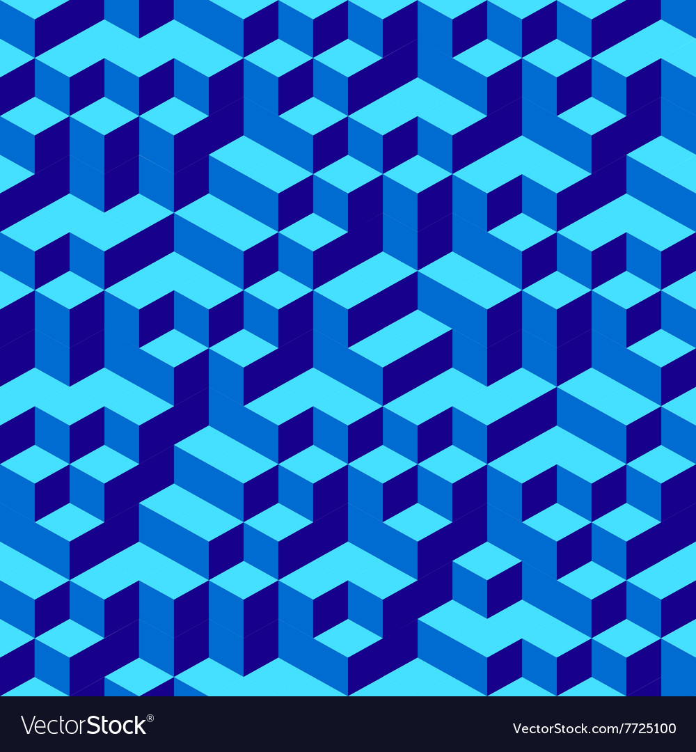 Blue geometric volume seamless pattern background