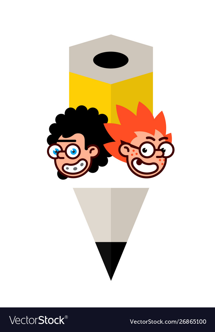 Cartoon characters geeks in a flat style image