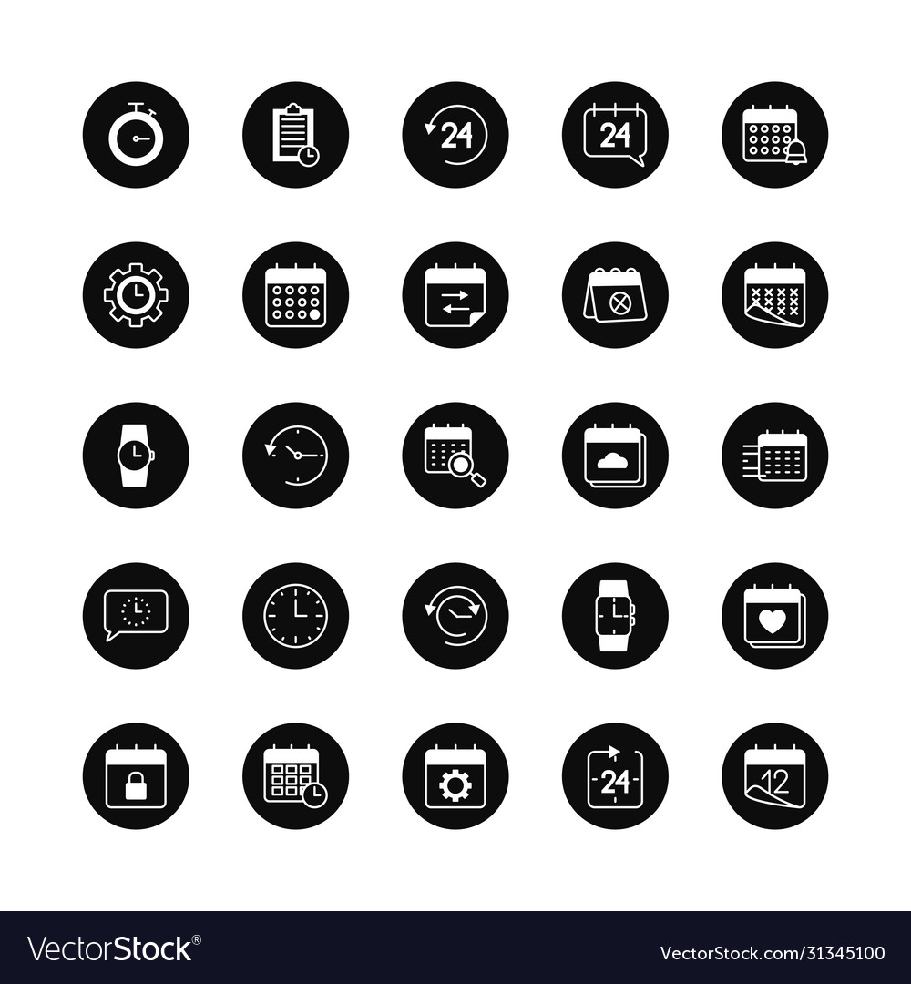 Clipboard and time icon set block style