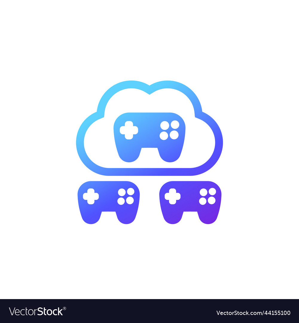 Cloud gaming icon with and game controllers