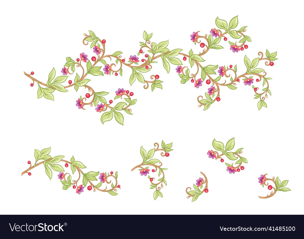 Decorative flowers and leaves in art nouveau style