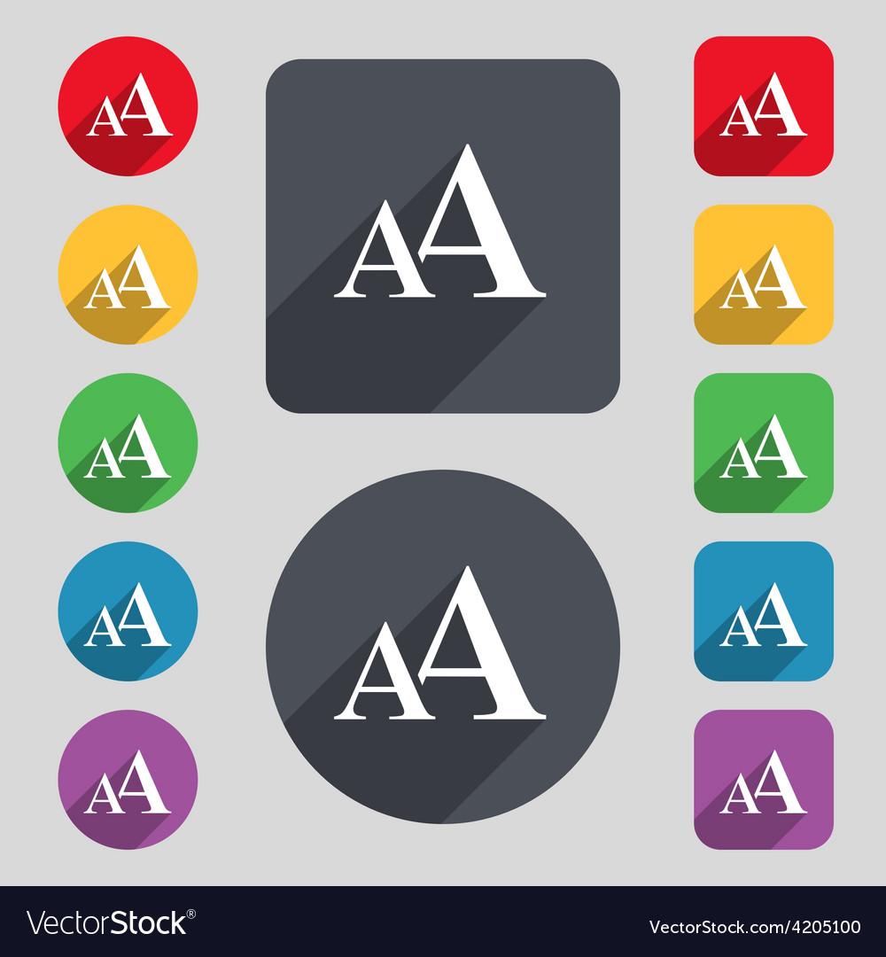 Enlarge font aa icon sign a set of 12 colored