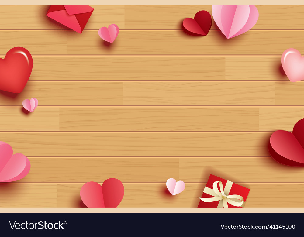 Happy valentines day with paper hearts and copy Vector Image