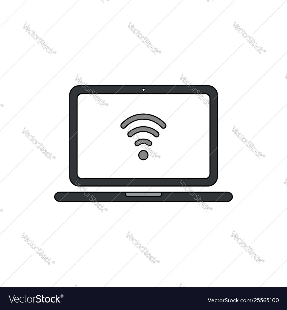 Icon concept wifi symbol inside laptop computer