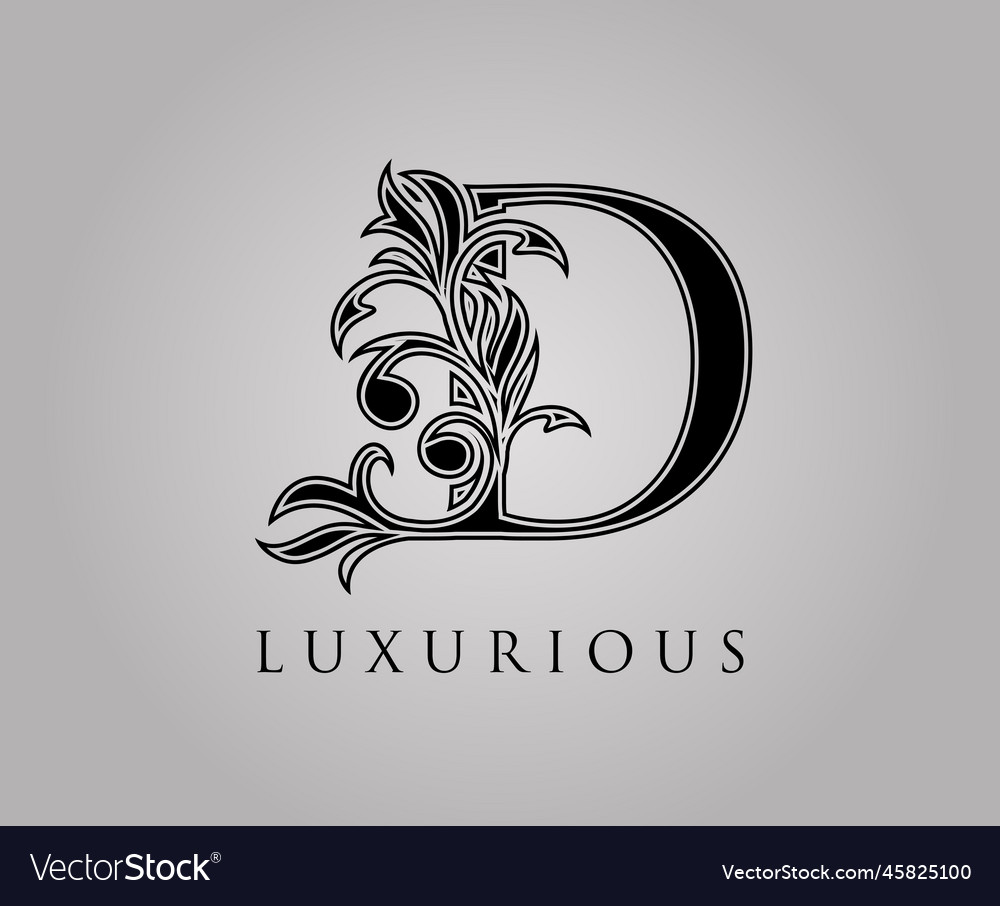 Initial d luxury logo icon classic floral