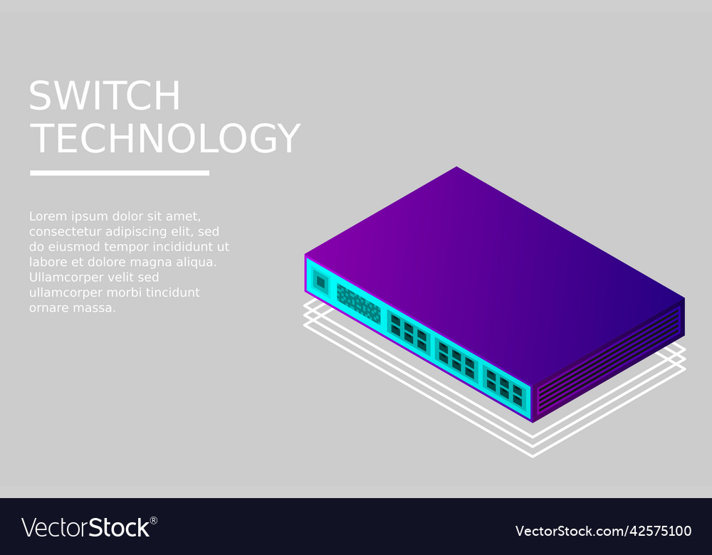 Isometric switch with up link port vector image Isometric switch with up link port