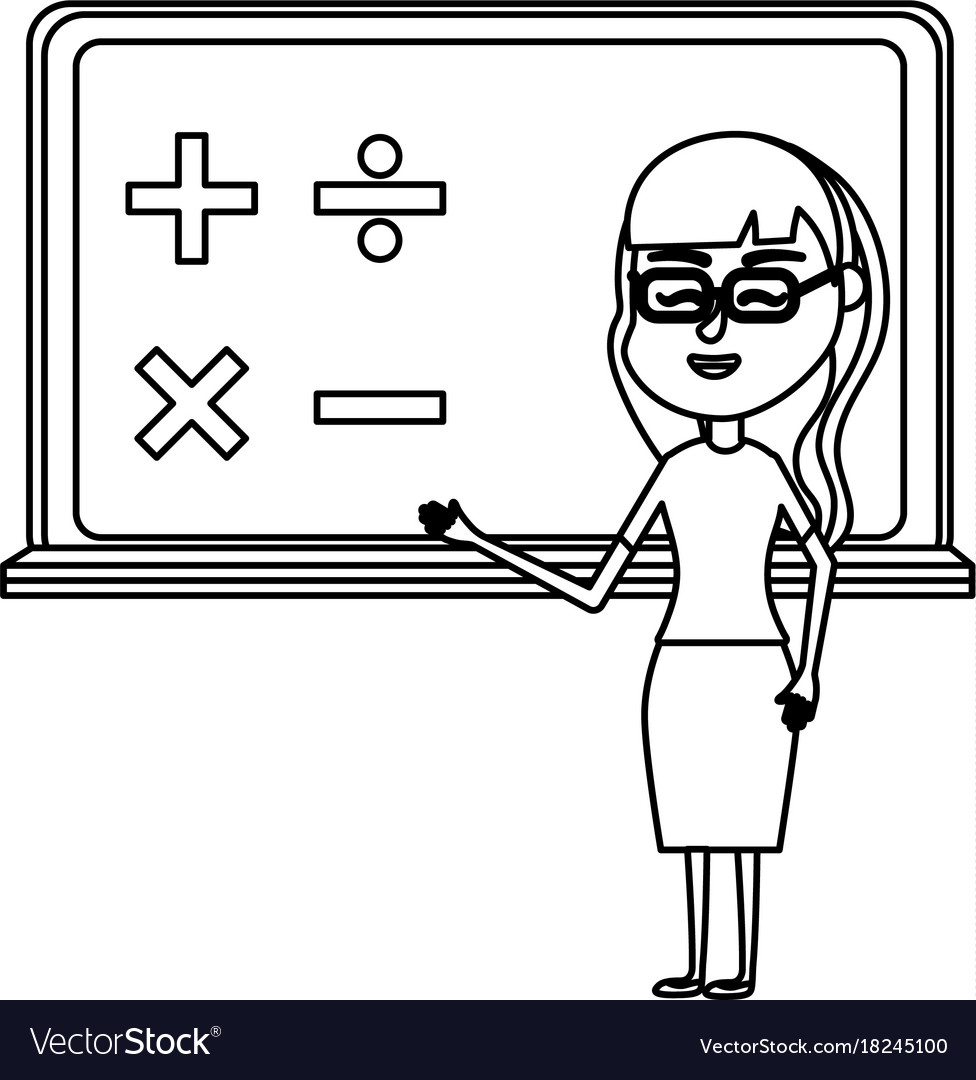 Line woman teacher teaching to the student Vector Image