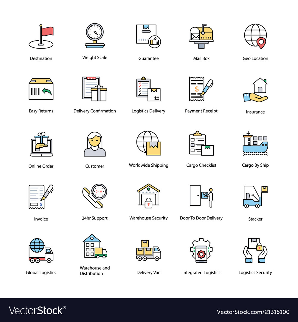 Logistics delivery flat icons