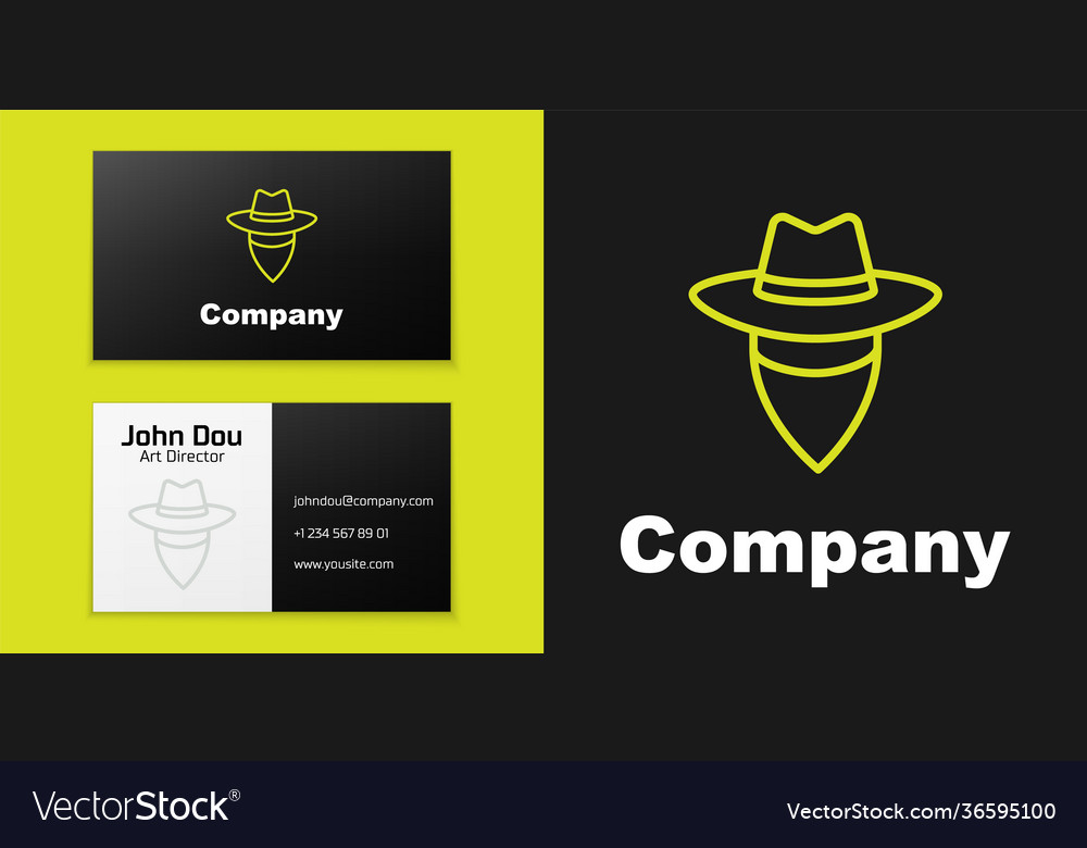 Logotype line cowboy icon isolated on black