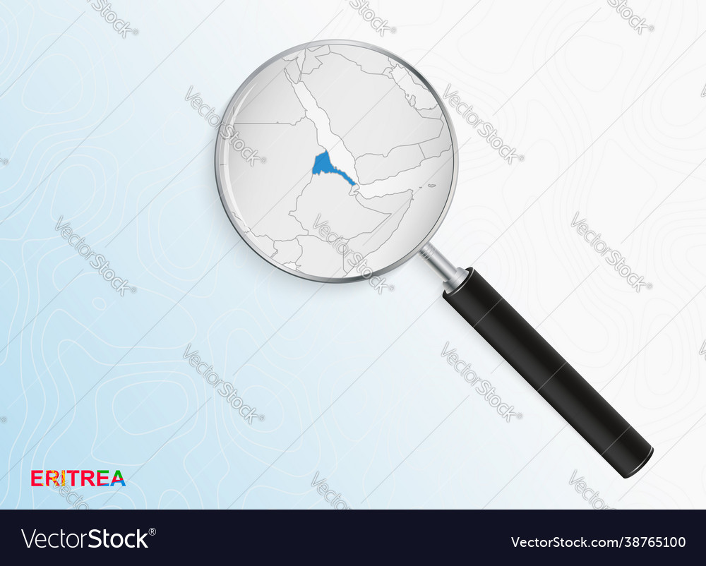 Magnifier with map eritrea on abstract