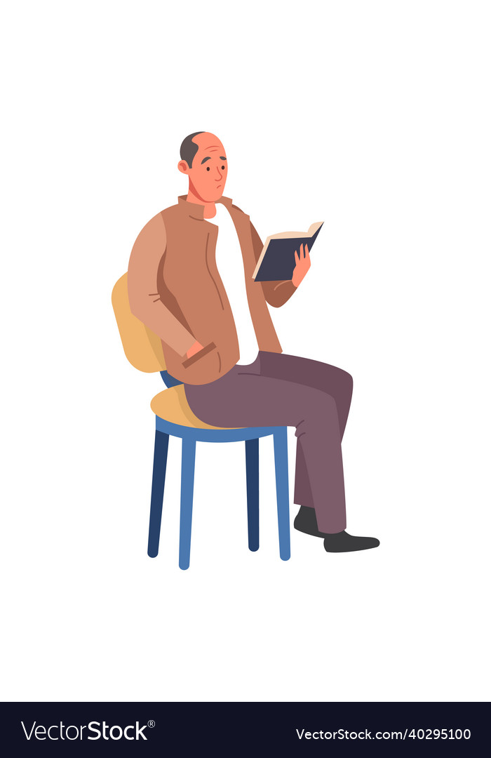 Man reading sitting on chair people with book