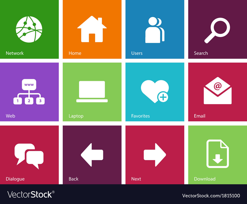 Network icons on color background