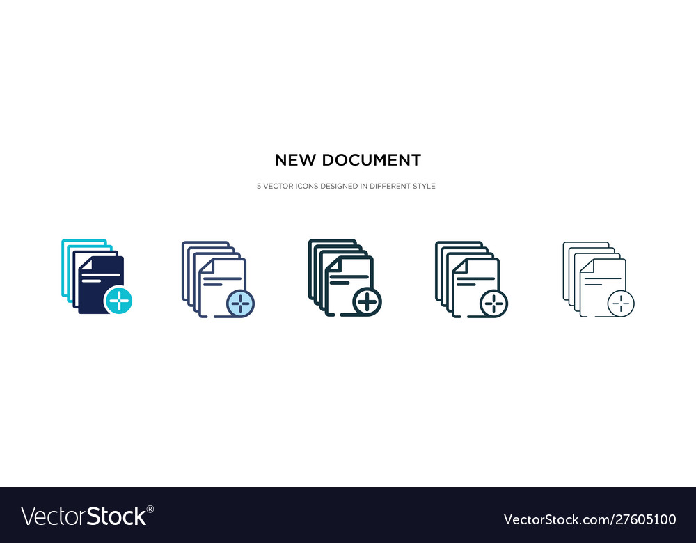 New document icon in different style two colored vector image New document icon in different style two colored