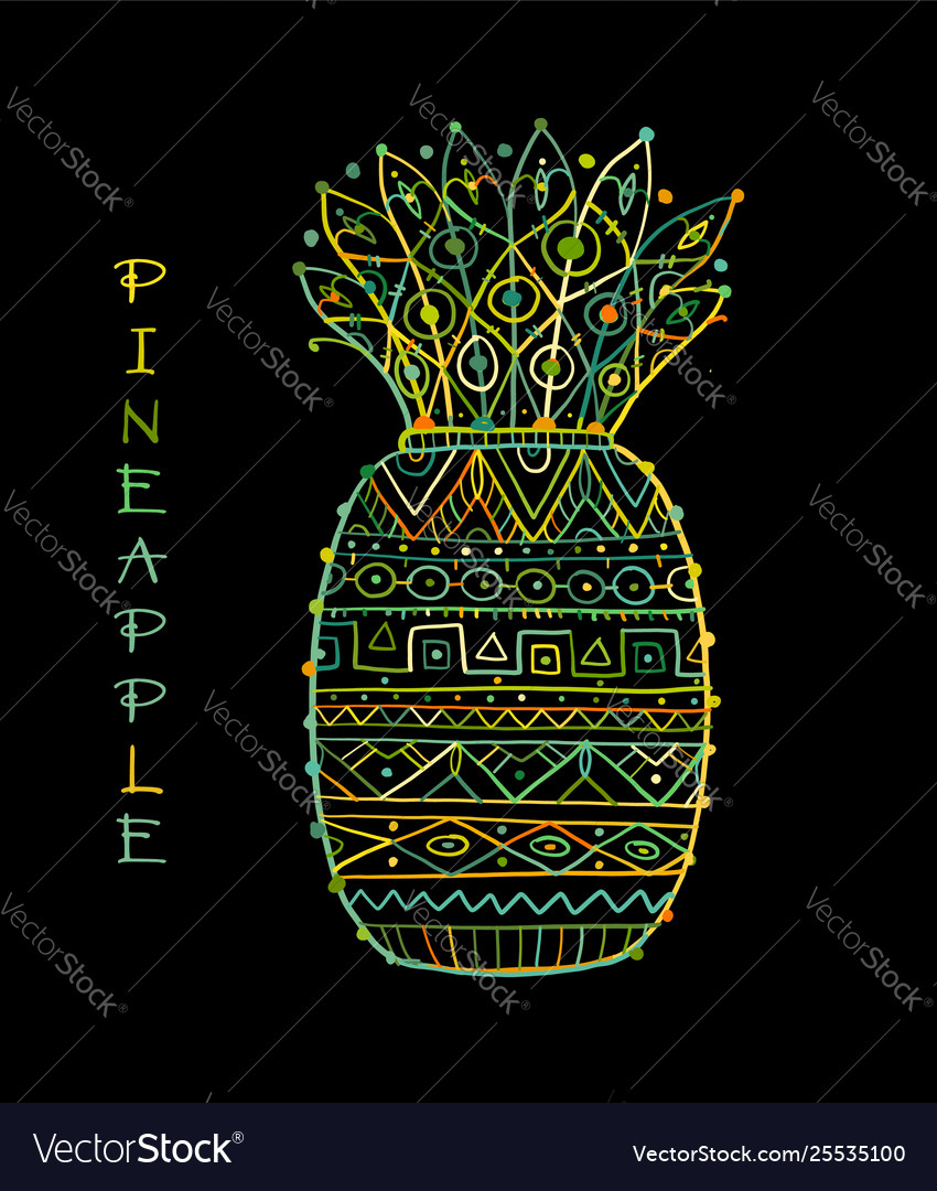 Ananas ethnische Schmuck Skizze für Ihr Design vector image Ananas ethnische Schmuck Skizze für Ihr Design