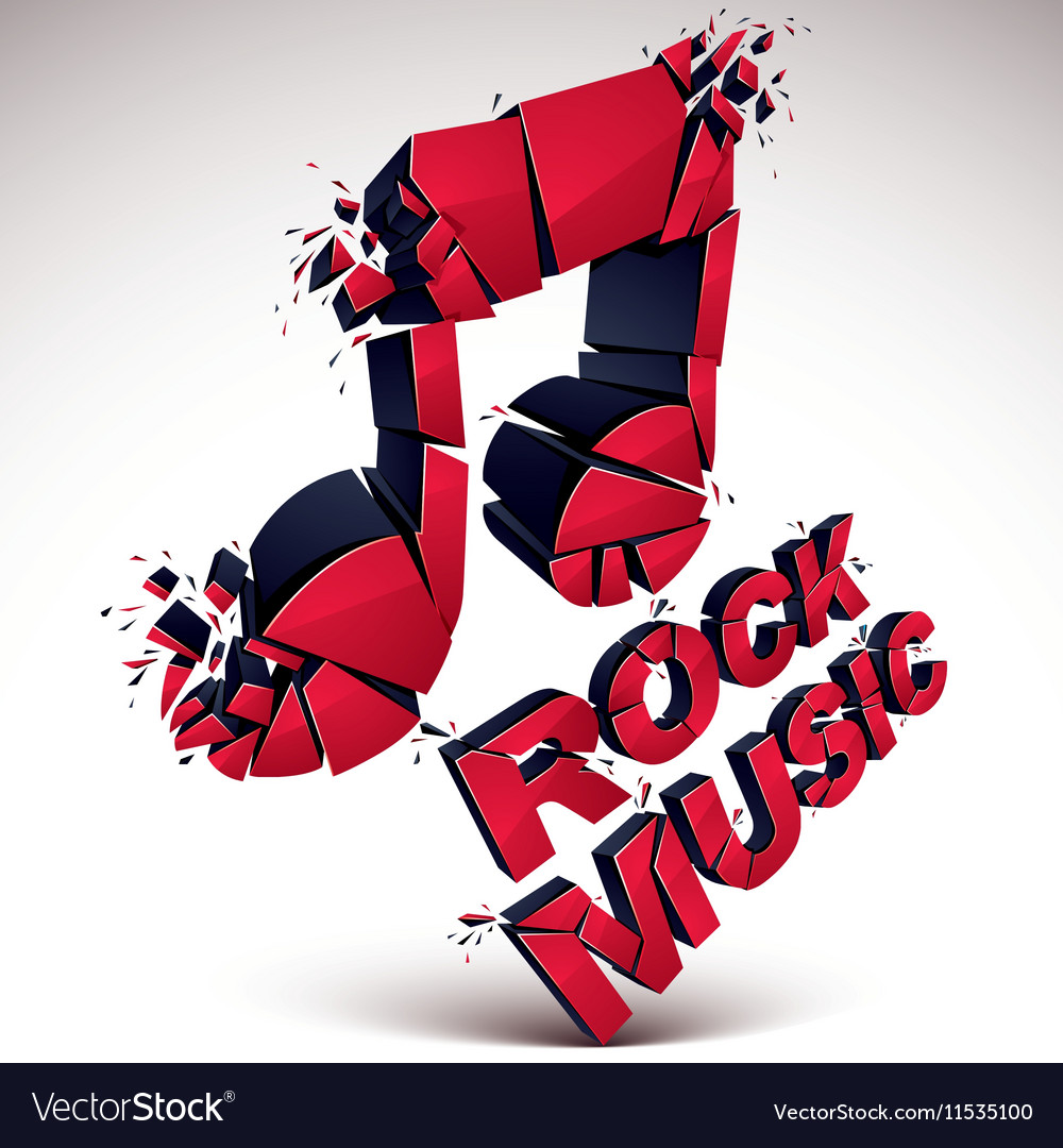 Red Musical Note Broken Into Pieces Explosion Vector Image Broken Into Pieces Explosion Vector Image
