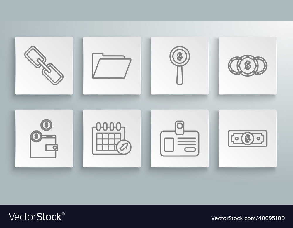 Set line wallet with coins document folder vector image Set line wallet with coins document folder