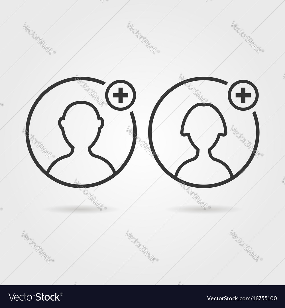Thin line user icons like add contact