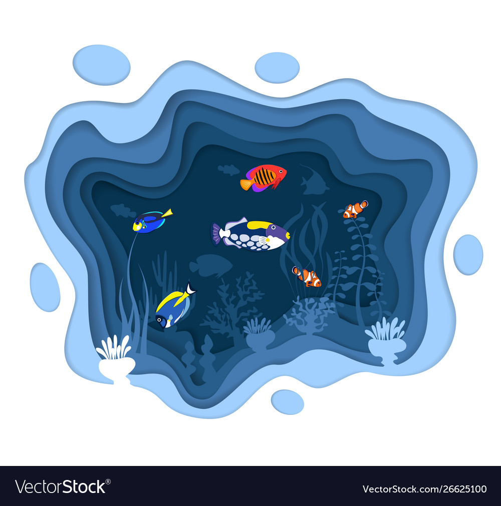 Unterwasserweltdesign mit Korallenrifffischen vector image Unterwasserweltdesign mit Korallenrifffischen