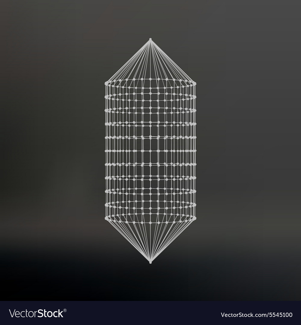 Wireframe mesh polygonal capsule