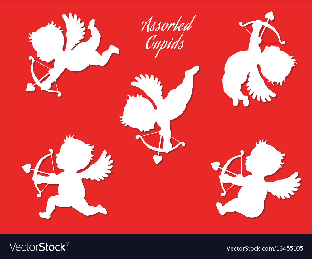 A set of white cupid silhouettes