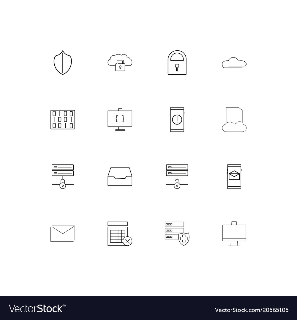 Cyber security simple linear icons set outlined